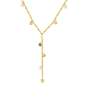 8 pieces of 4mm round diamonds, 0.4-inch cross chain, 42+5cm (downward part) + 5cm tail chain + 6mm round tail fin, golden color