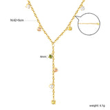 8 pieces of 4mm round diamonds, 0.4-inch cross chain, 42+5cm (downward part) + 5cm tail chain + 6mm round tail fin, golden color