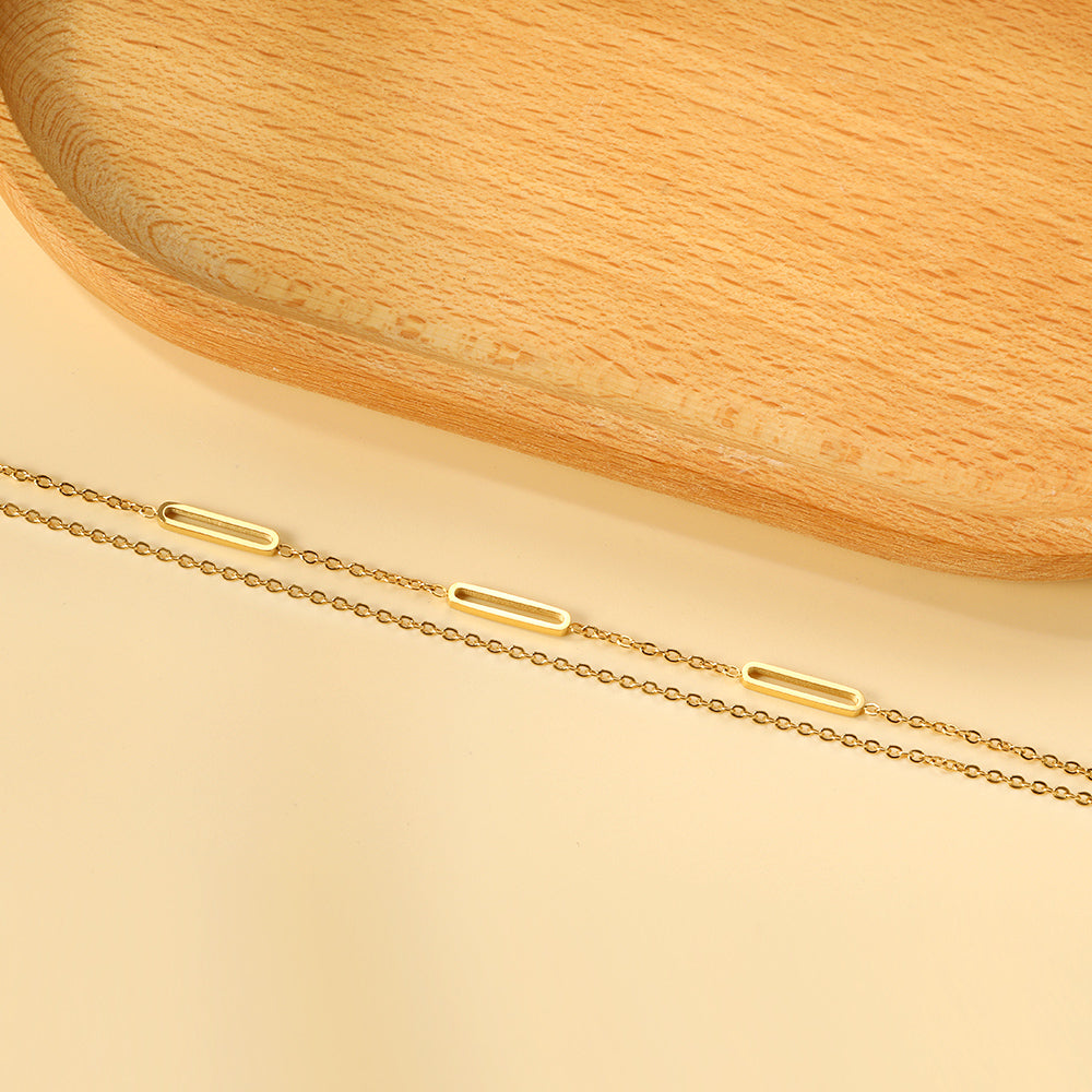 2024 New Year 3 oblong circle accessories + matching chain double hand chain 17+3cm asonjewelry