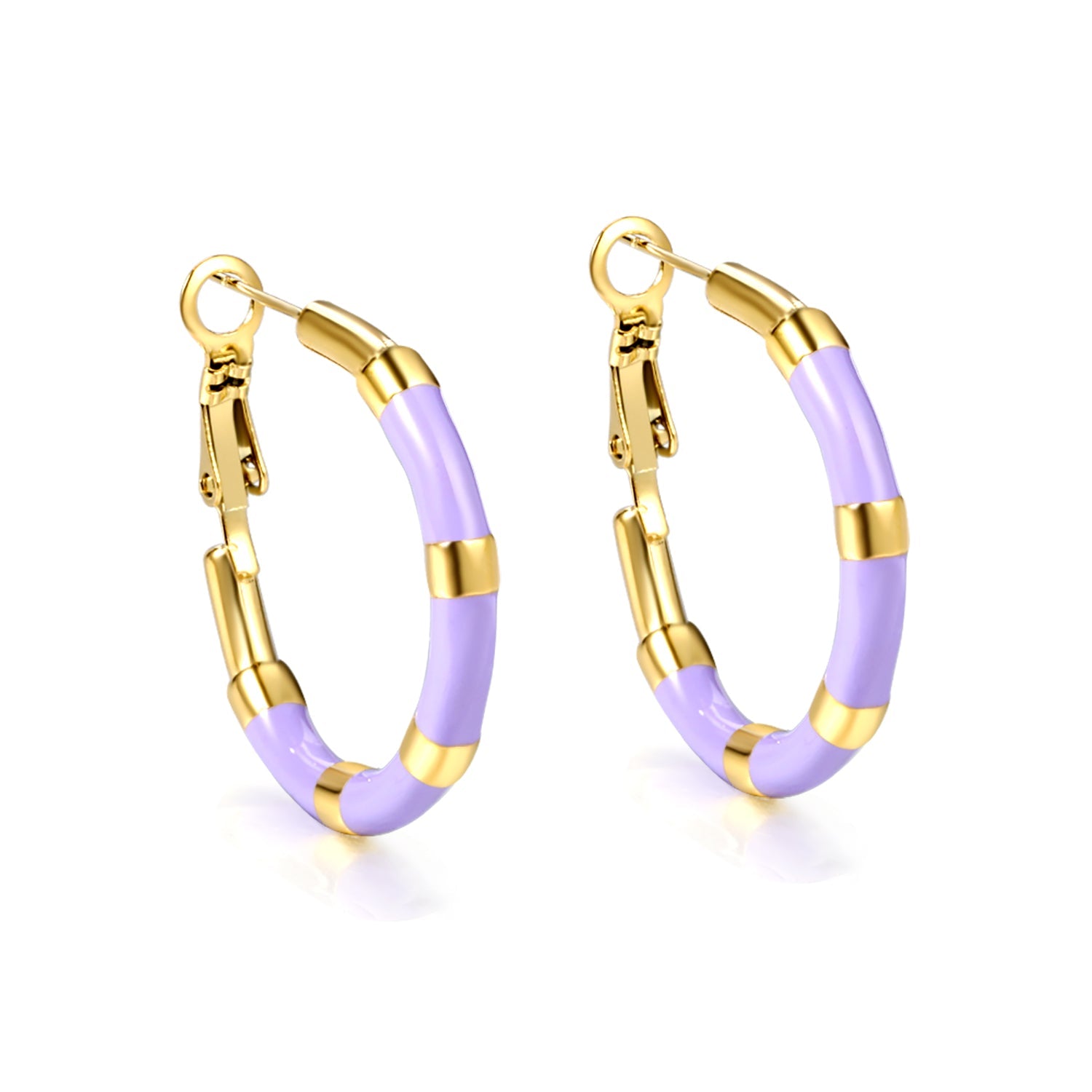 C-Stripe White&Purple&Sky Blue&Pink&Mixed Color Drop Earrings 3*30mm Gold Color asonjewelry