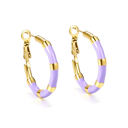 C-Stripe White&Purple&Sky Blue&Pink&Mixed Color Drop Earrings 3*30mm Gold Color asonjewelry