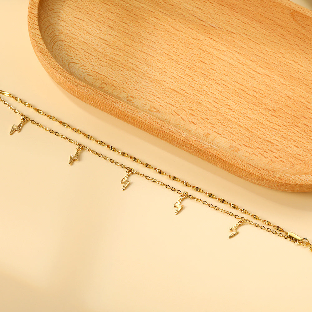 2024 New Year 5 Lightning Flower Pattern Accessories + Matching Chain Double Hand Chain 18+3cm asonjewelry