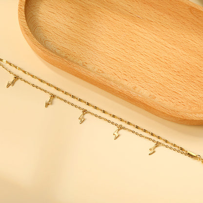 2024 New Year 5 Lightning Flower Pattern Accessories + Matching Chain Double Hand Chain 18+3cm asonjewelry