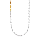7*5mm plastic beads + 7*5mm O-shaped chain triple-strung into one long O-shaped chain 42 + 5cm + 6mm round tail label  necklace  gold