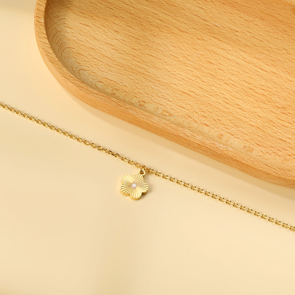 2024 New Year Peach Blossom Accessory with White Diamonds Bracelet 18+4cm asonjewelry