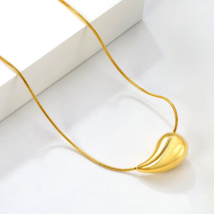 20mm/25mm Teardrop Oval Pendant Necklace 40+5cm Steel Color/Gold Color asonjewelry
