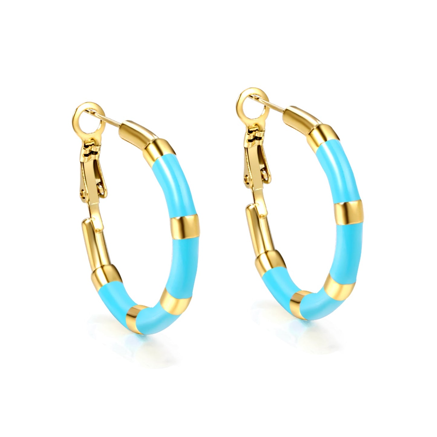 C-Stripe White&Purple&Sky Blue&Pink&Mixed Color Drop Earrings 3*30mm Gold Color asonjewelry
