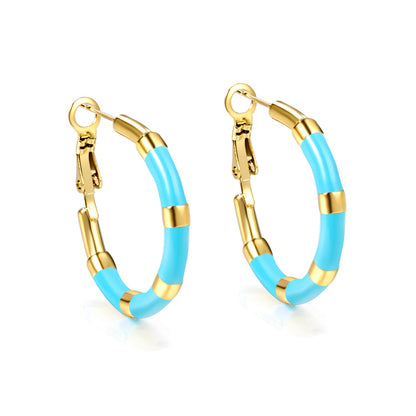 C-Stripe White&Purple&Sky Blue&Pink&Mixed Color Drop Earrings 3*30mm Gold Color asonjewelry