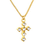 14*19mm cross-shaped necklace with diamonds, 1.2 box chain, 40+5cm+6mm round tail tag, pendant necklace, gold color