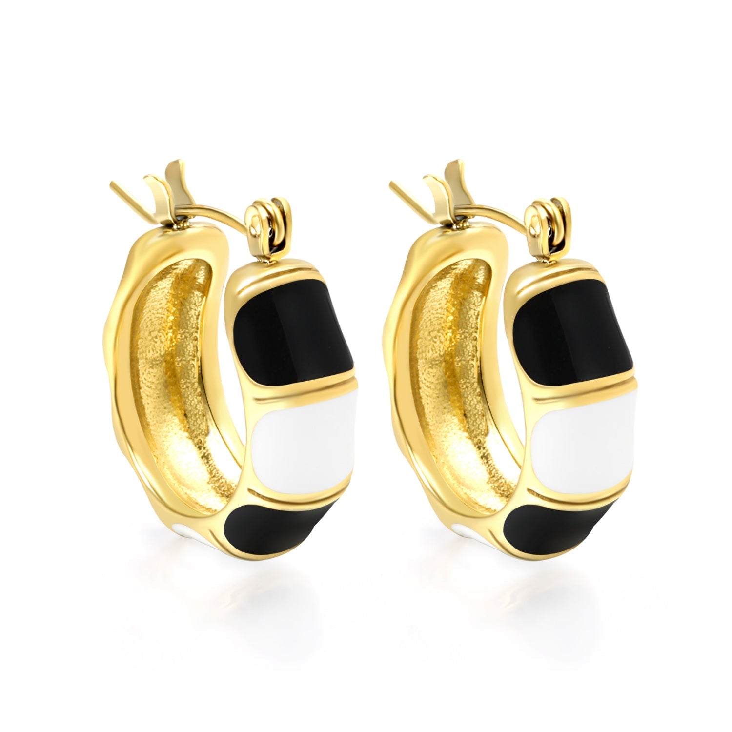 Black&White&Blue&Green C-Shape Bamboo Drip Earrings 7.5*21mm asonjewelry