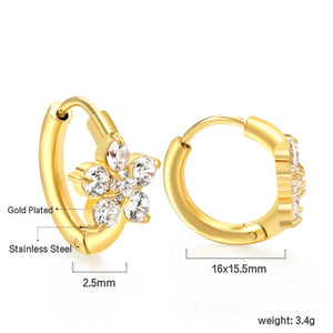 Peach Blossom Earrings with 6 White Diamonds 2.5*15.5mm