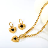 White Diamond Heart Set - Gold  Earrings: 2.0*10 heart accessories, 18*16mm  Pendant: 18*16mm  OT Clasp: 1.4*5, Side Chain: 43cm