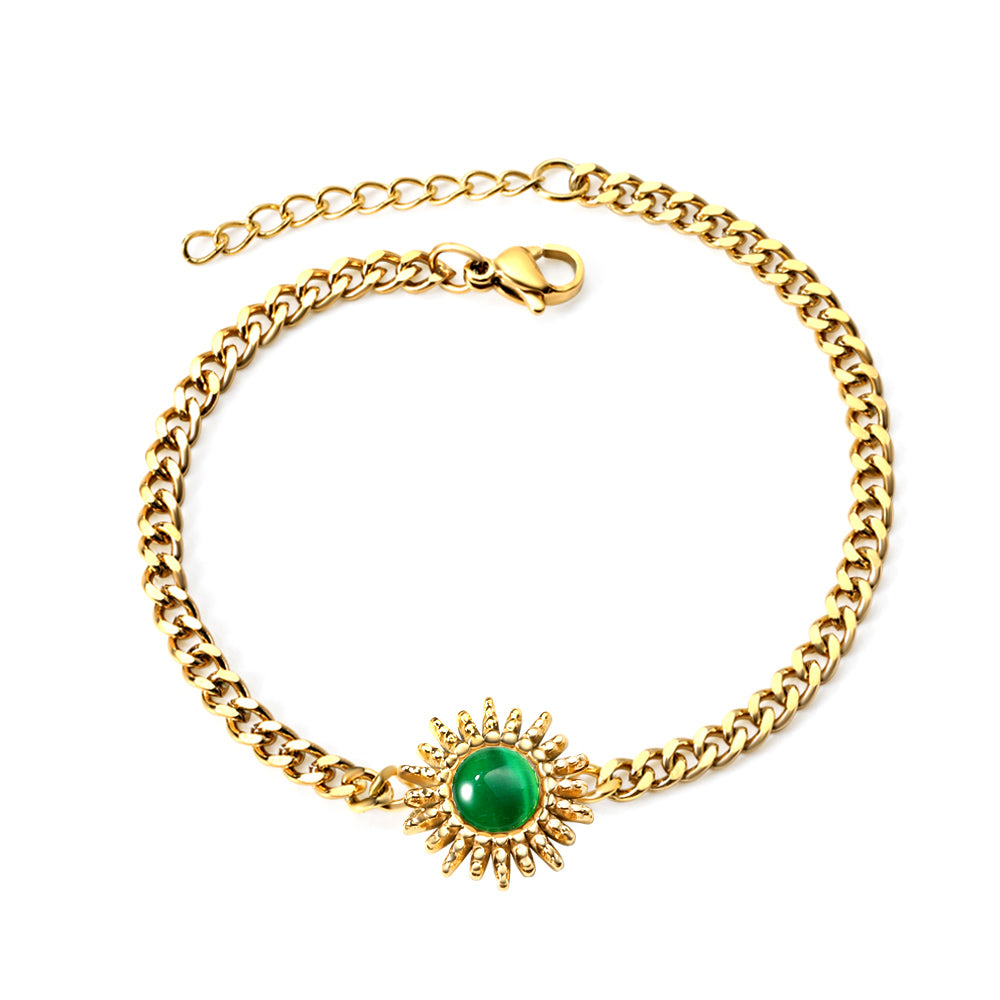 Spring Hot Green Zircon Sun Accessory Bracelet 17+3cm asonjewelry