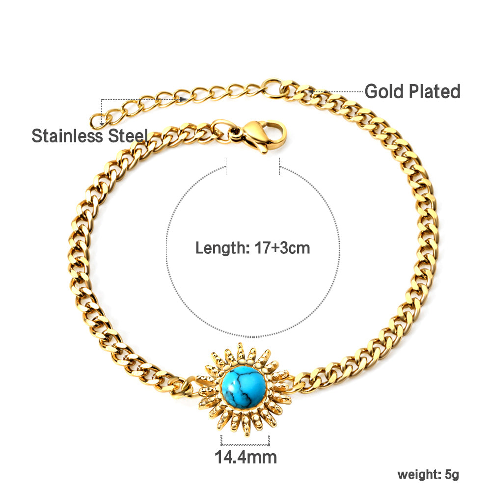 Spring Hot Blue Turquoise Sun Accessory Bracelet 17+3cm asonjewelry