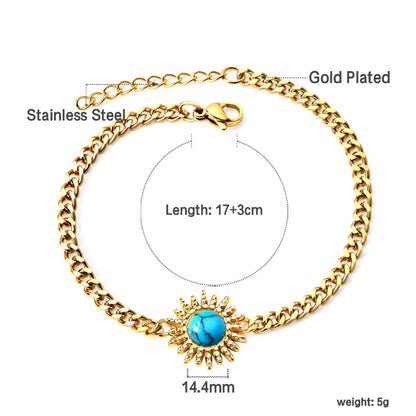 Spring Hot Blue Turquoise Sun Accessory Bracelet 17+3cm asonjewelry