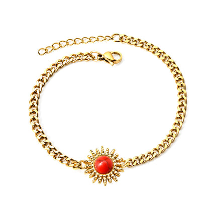 Spring Hot Red Turquoise Sun Accessory Bracelet 17+3cm asonjewelry