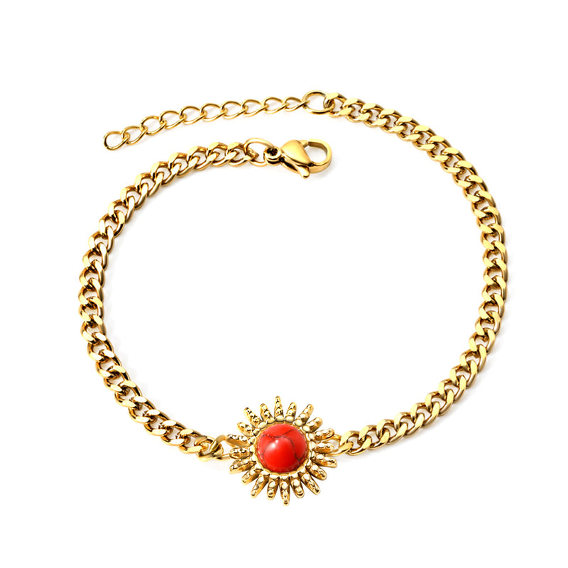 Spring Hot Red Turquoise Sun Accessory Bracelet 17+3cm