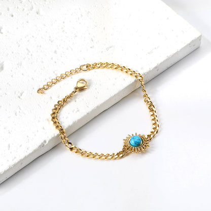 Spring Hot Blue Turquoise Sun Accessory Bracelet 17+3cm asonjewelry