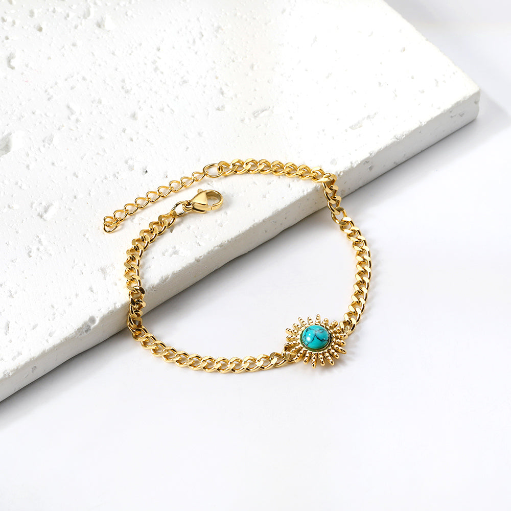 Spring Hot Green Turquoise Sun Accessory Bracelet 17+3cm asonjewelry