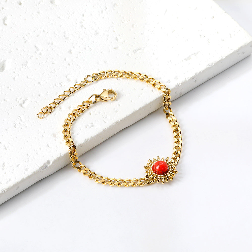 Spring Hot Red Turquoise Sun Accessory Bracelet 17+3cm asonjewelry