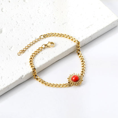 Spring Hot Red Turquoise Sun Accessory Bracelet 17+3cm asonjewelry