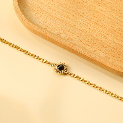 Spring Hot Black Zircon Sun Accessory Bracelet 17+3cm asonjewelry