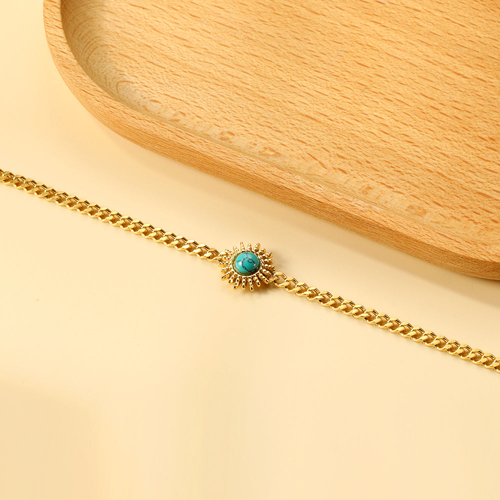 Spring Hot Green Turquoise Sun Accessory Bracelet 17+3cm asonjewelry