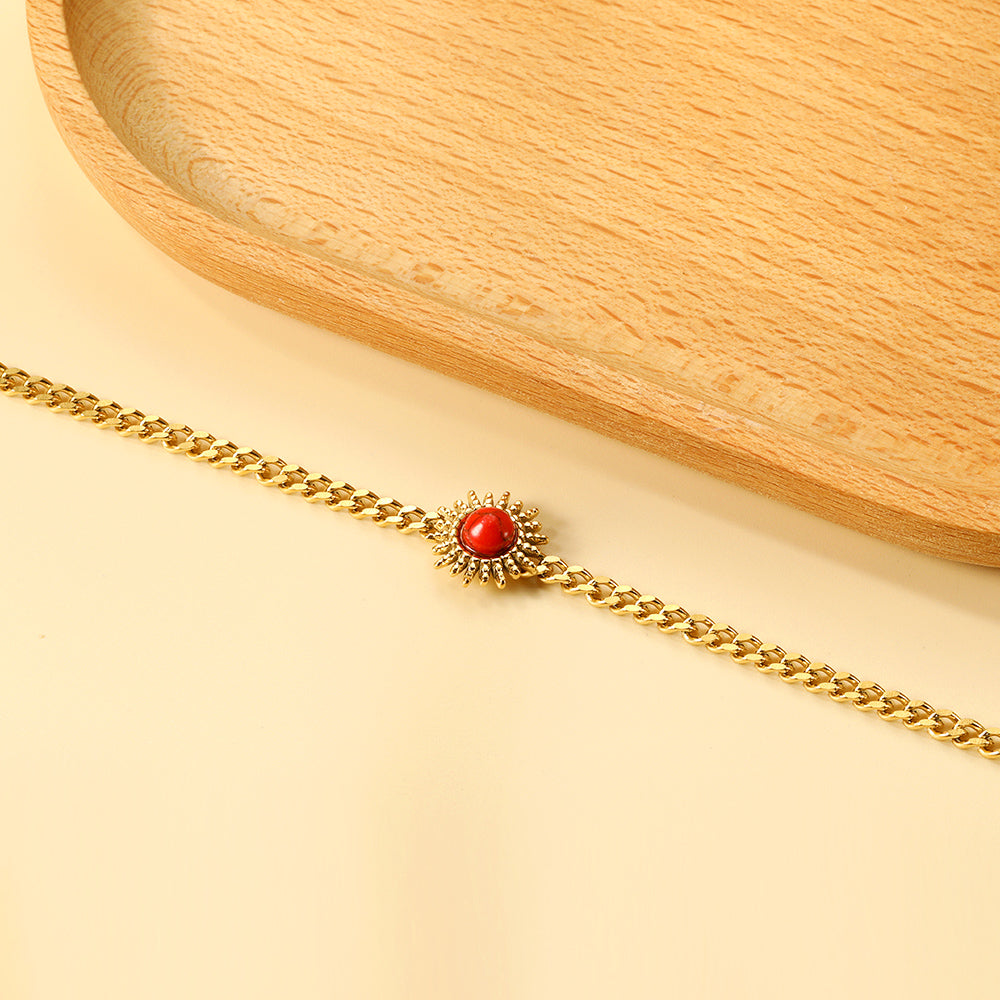 Spring Hot Red Turquoise Sun Accessory Bracelet 17+3cm asonjewelry