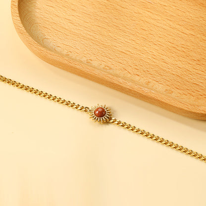 Spring Hot Red Chrysoprase Sun Accessory Bracelet 17+3cm asonjewelry