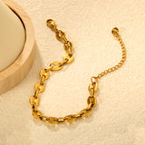 9.3*7.4mm series pig-nose chain 18+5cm+6mm round tail brand bracelet in steel color and gold color