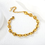 9.3*7.4mm series pig-nose chain 18+5cm+6mm round tail brand bracelet in steel color and gold color