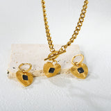 White Diamond Heart Set - Gold  Earrings: 2.0*10 heart accessories, 18*16mm  Pendant: 18*16mm  OT Clasp: 1.4*5, Side Chain: 43cm