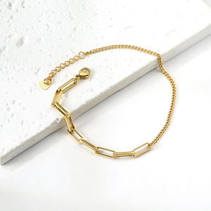 AB two different types of models connected anklet 21 + 3cm gold color