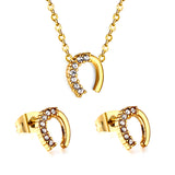 U Pendant with Diamonds Set Steel/Gold
