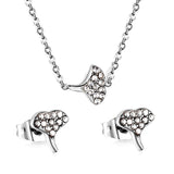 Gold/steel Fan Shape Jewelry Set with Diamonds