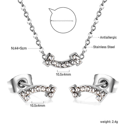 Bone Pendant Jewelry Set with Diamonds Steel/Gold asonjewelry