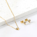 Mushroom Pendant with Diamond Jewelry Set Steel/Gold