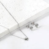 Mushroom Pendant with Diamond Jewelry Set Steel/Gold
