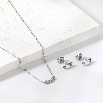 Bone Pendant Jewelry Set with Diamonds Steel/Gold asonjewelry