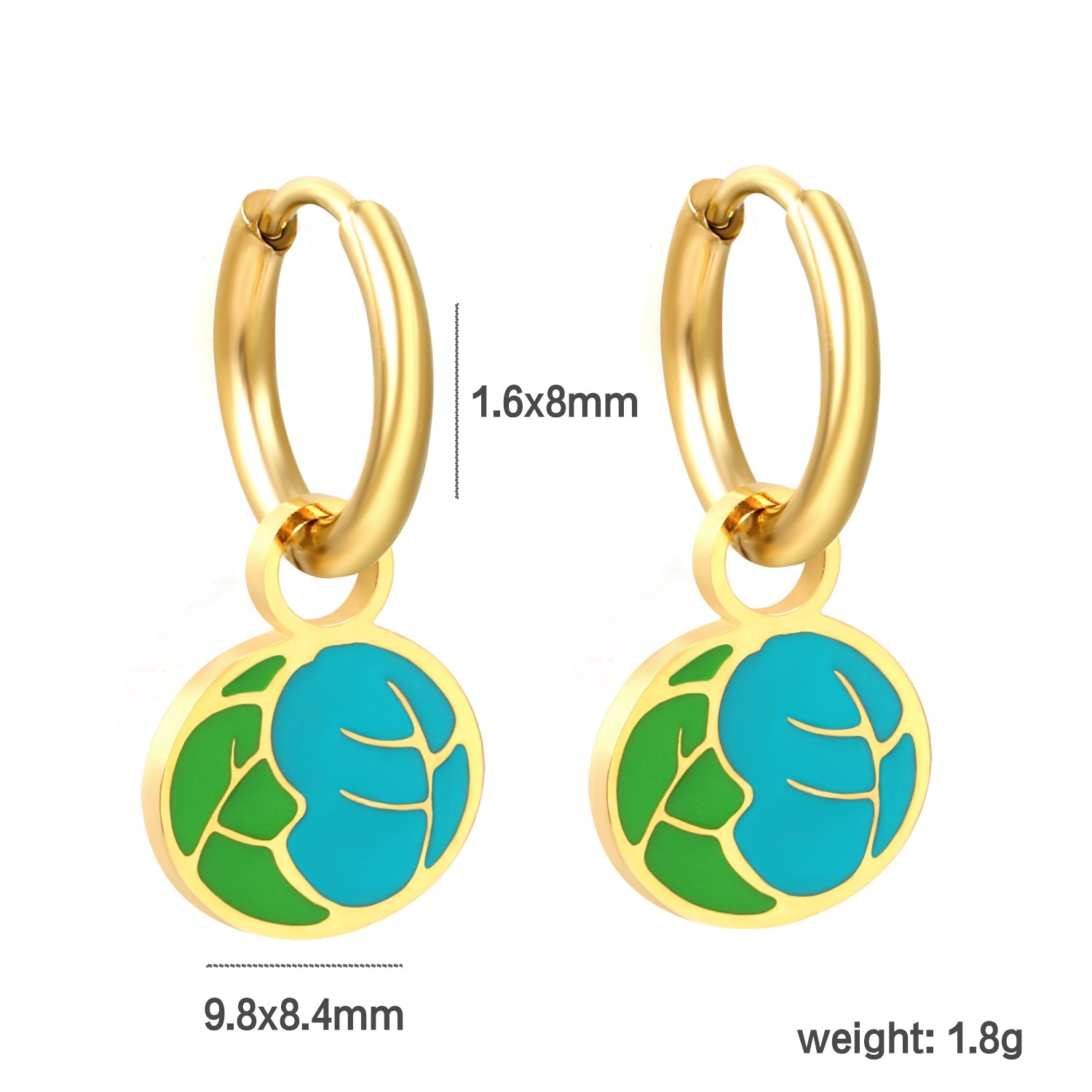 1.6x 8mm Round with 9.8*8.4mm Mixed Color Vegetable Leaf Stud Earrings asonjewelry