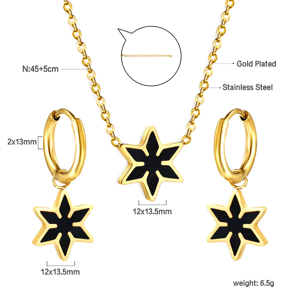 Hexagonal Set of Gold Black & Red & Green Drip Oils asonjewelry