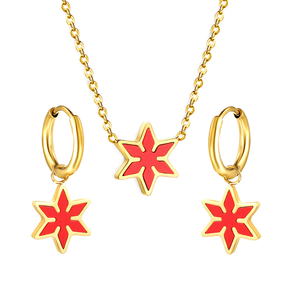 Hexagonal Set of Gold Black & Red & Green Drip Oils asonjewelry