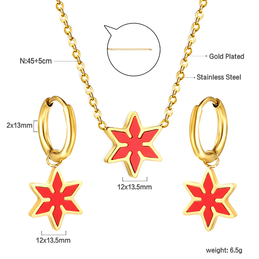 Hexagonal Set of Gold Black & Red & Green Drip Oils asonjewelry