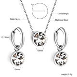 Round with White Pearls & White Diamonds & Purple Diamonds & Blue Diamonds & Green Diamonds Jewelry Set Steel/Golden
