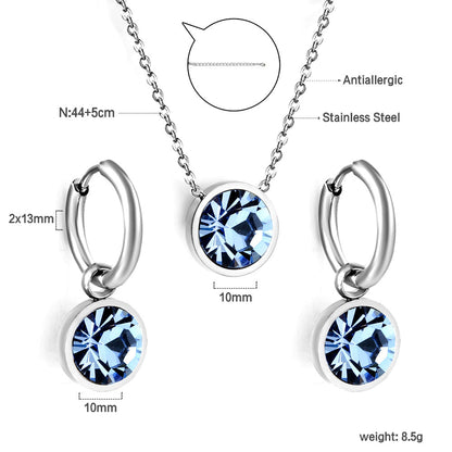 Round with White Pearls & White Diamonds & Purple Diamonds & Blue Diamonds & Green Diamonds Jewelry Set Steel/Golden asonjewelry