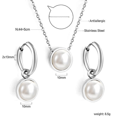 Round with White Pearls & White Diamonds & Purple Diamonds & Blue Diamonds & Green Diamonds Jewelry Set Steel/Golden asonjewelry