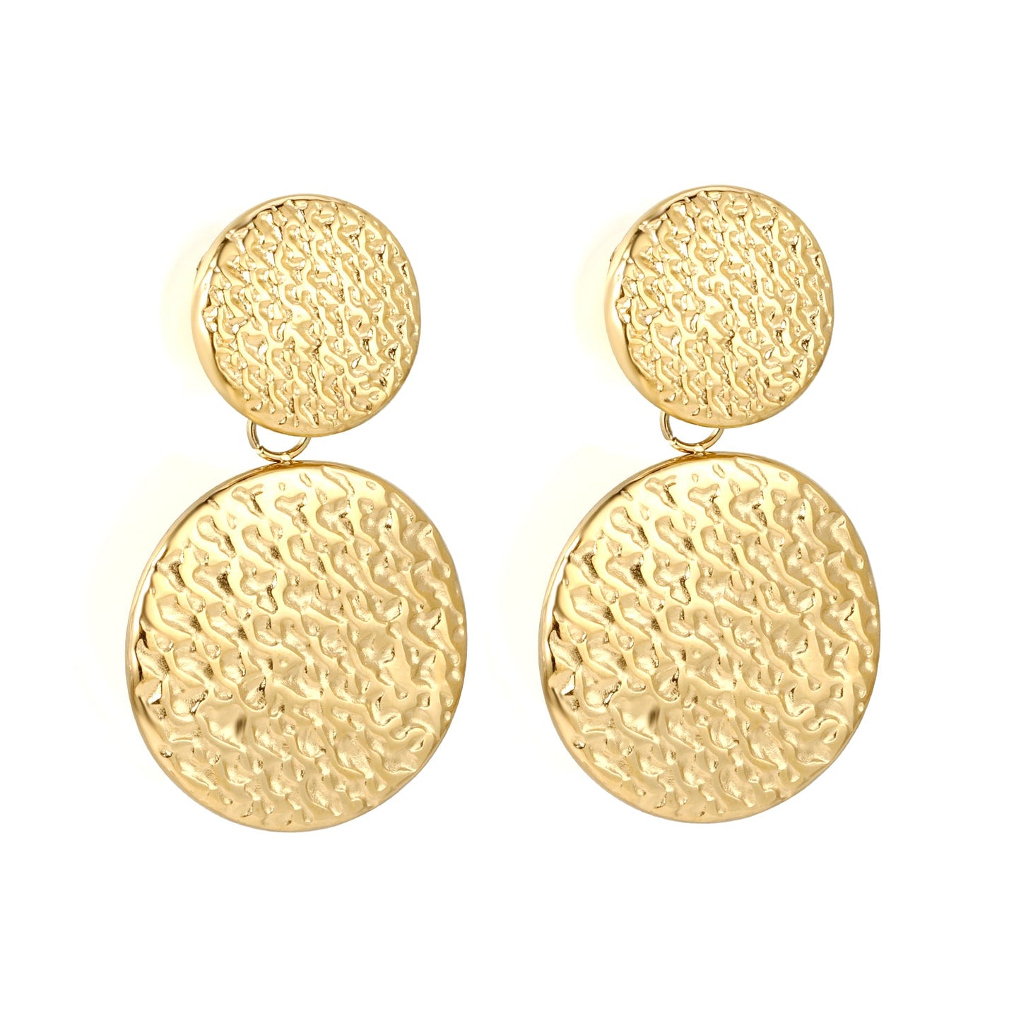 14.4mm Small Round + 22.3mm Large Round Textured Stud Earrings asonjewelry