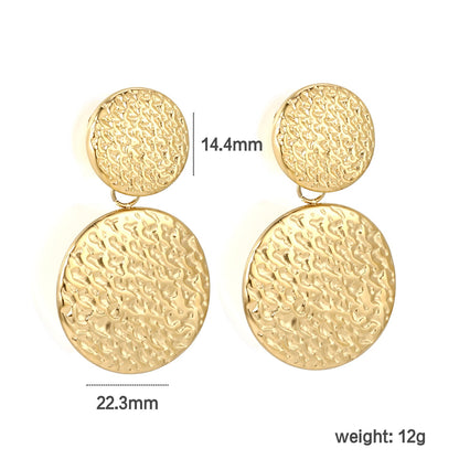 14.4mm Small Round + 22.3mm Large Round Textured Stud Earrings asonjewelry