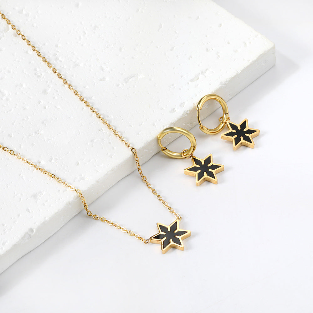 Hexagonal Set of Gold Black & Red & Green Drip Oils asonjewelry