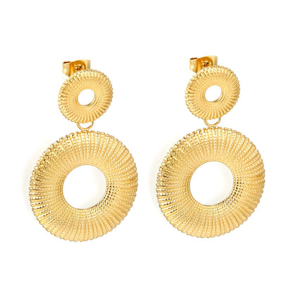 12.7mm Textured Small Cutout Hoop + 25.5mm Textured Large Cutout Hoop Stud Earrings asonjewelry